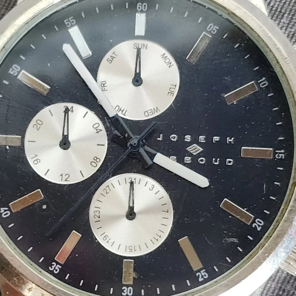 Joseph Abboud Navy Blue Three Dial Japan Movement AB/5042SV Vegan Leather Watch